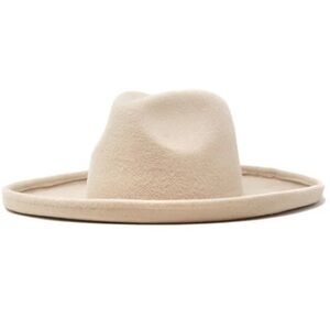 Olive & Pique Owen Pencil Brim Wool Felt Rancher Hat in Cream/Beige